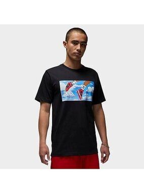 Jordan Mens Jordan Flight Essential Short Sleeve Crew - Mens Black/White Size XL